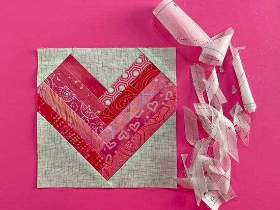 Free heart quilt block after removing the paper Free heart quilt block after removing the paper