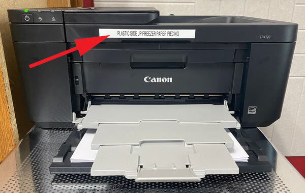 I've labeled my printer with the instructions for printing on freezer paper