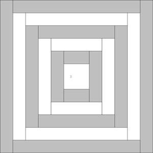 Log Cabin quilt block - Courthouse Steps variation