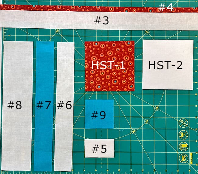 The patches we'll use to make a Gamecocks quilt block The patches we'll use to make a Gamecocks quilt block