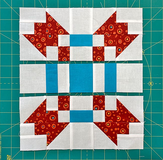 The patches are sewn into rows The patches are sewn into rows