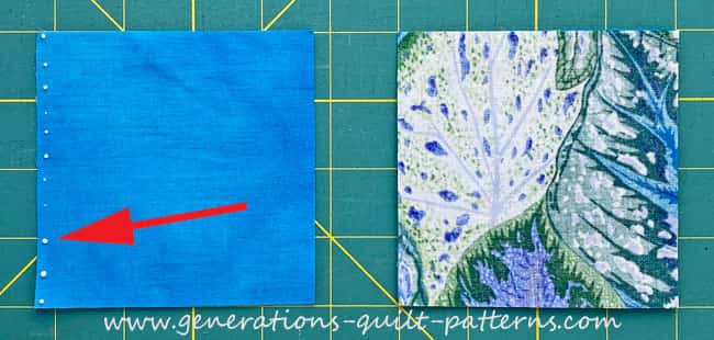 Put dots of glue in the seam allowance (left) and then layer with the second patch (right) Put dots of glue in the seam allowance (left) and then layer with the second patch (right)