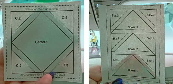 The Center.1 and Goose.1 patches are positioned and stuck to the unprinted side of the pattern The Center.1 and Goose.1 patches are positioned and stuck to the unprinted side of the pattern