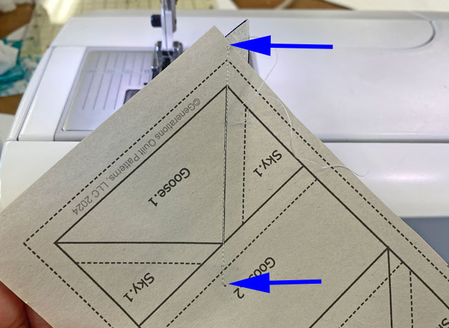 Stitches should start and end a good 1/4" before and after the solid stitching line Stitches should start and end a good 1/4" before and after the solid stitching line
