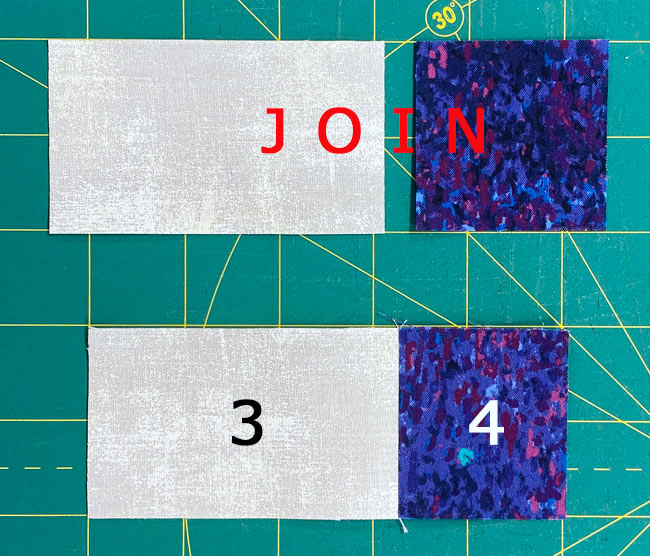 Sew a #3 and #4 together along the long edge Sew a #3 and #4 together along the long edge