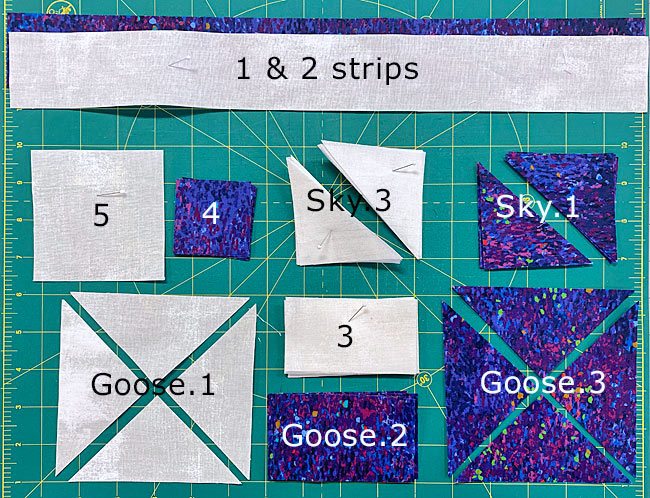 After subcutting the patches for the paper pieced FG Chevrons After subcutting the patches for the paper pieced FG Chevrons