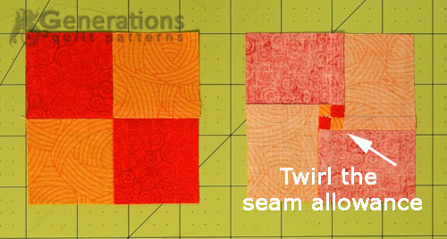 Twirl the seam allowances to minimize bulk.