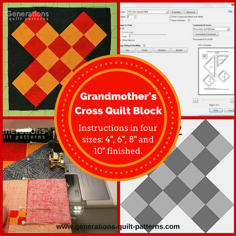 The Grandmother's Cross quilt block tutorial begins here...