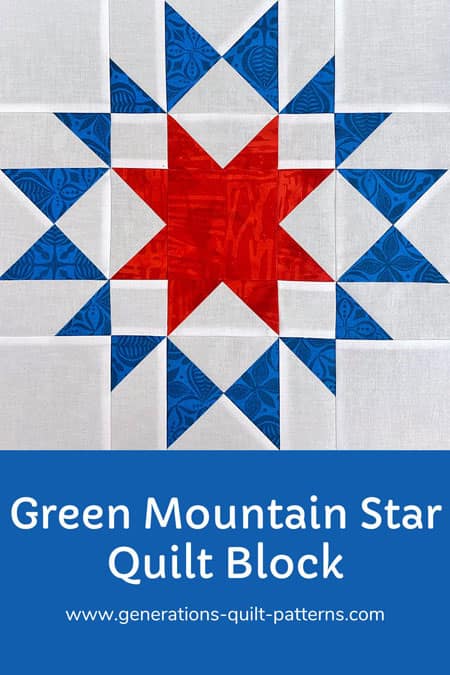 Pin this Green Mountain Star quilt block tutorial