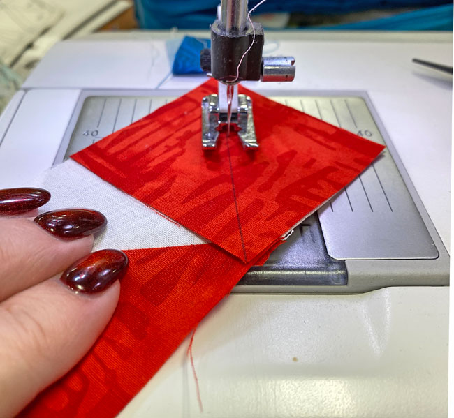 Sewing the second Sky patch Sewing the second Sky patch