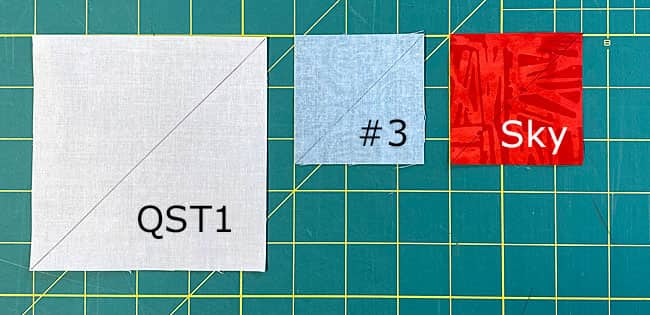 A marked QST1, #3 and Sky patch