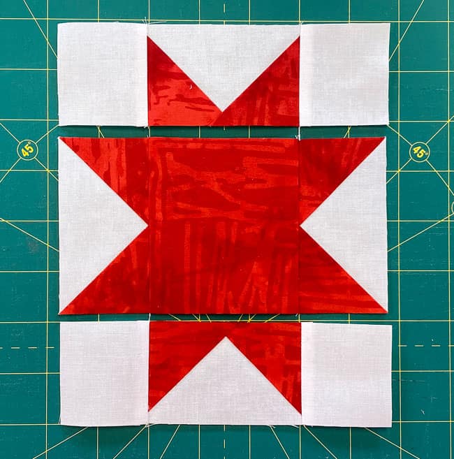 The rows of units ready to be stitched together The rows of units ready to be stitched together