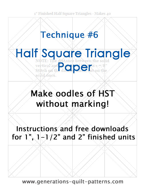 Three Piece Square; Quarter-Square Triangle; & Half-Square Triangle Templates