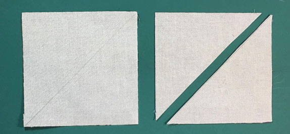 Cut the sewn #1/#2 in half on the mark Cut the sewn #1/#2 in half on the mark