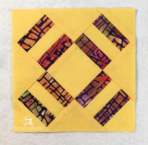 Our finished House Jack Built quilt block