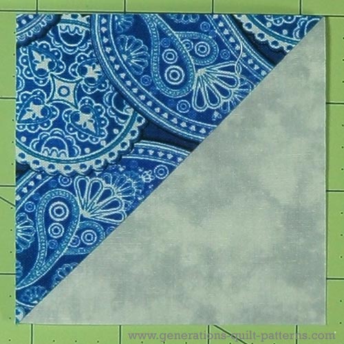 The finished half square triangle ready for use in your quilt The finished half square triangle ready for use in your quilt