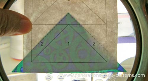 Position Patch 1 on the Flying Geese pattern Position Patch 1 on the Flying Geese pattern