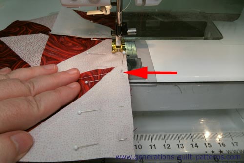 Pin the rows together and stitch