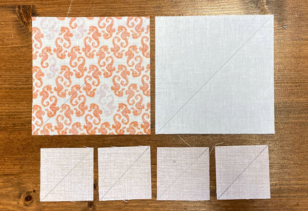 Mark a single diagonal line on the back of the #2, #3, and #5 squares Mark a single diagonal line on the back of the #2, #3, and #5 squares