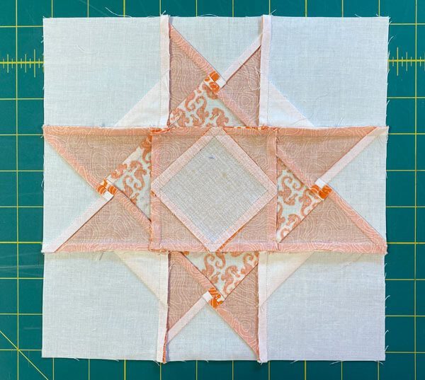 The backside of the finished January Thaw quilt block The backside of the finished January Thaw quilt block