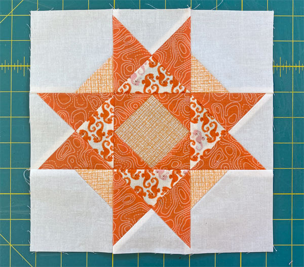 The finished January Thaw quilt block The finished January Thaw quilt block