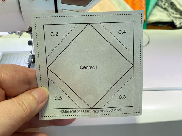 Position the Center.1 on the unprinted side of the pattern Position the Center.1 on the unprinted side of the pattern