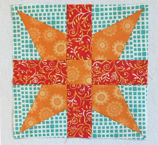 A finished Job's Tears quilt block A finished Job's Tears quilt block