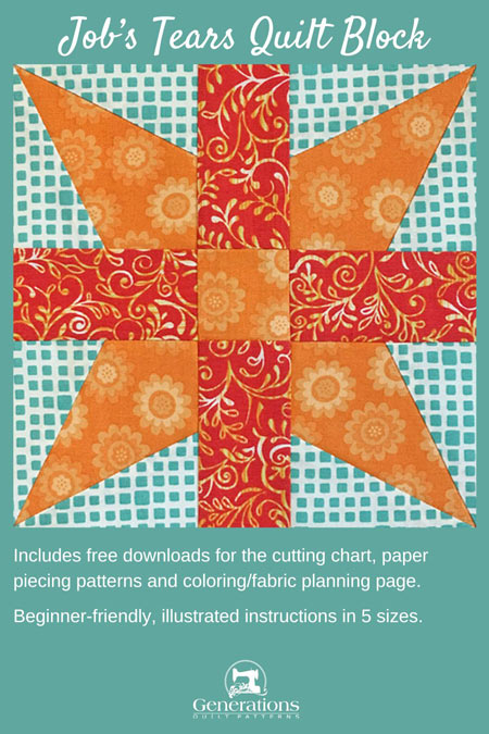No time to quilt? Pin this Job's Tears quilt block tutorial for later.