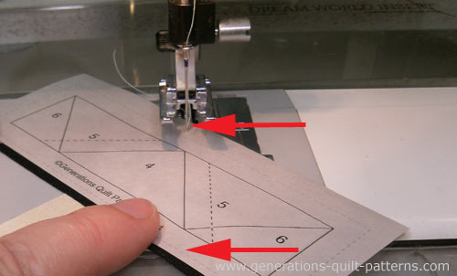 Stitch on the line between #4 and #5 Stitch on the line between #4 and #5