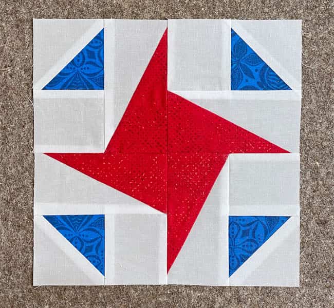 Our finished sample Liberty Star block Our finished sample Liberty Star block