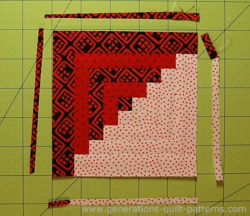 Our finished Log Cabin quilt block