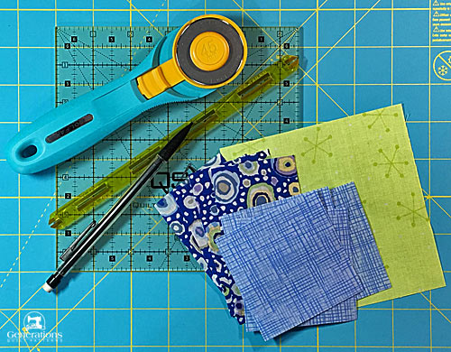 Patches are cut for a traditional Louisiana quilt block