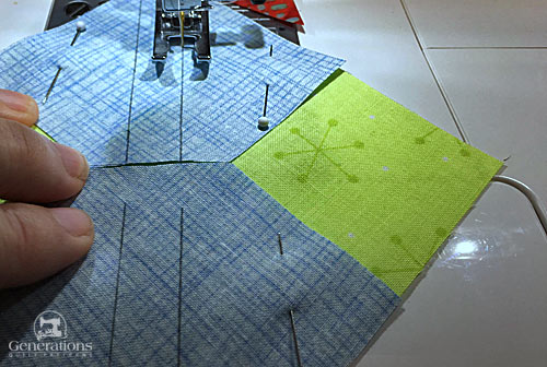 Sewing the first FG seams