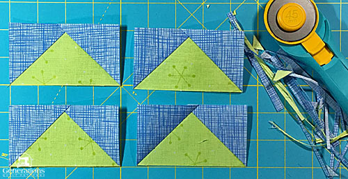 Trimmed Flying Geese for our Louisiana quilt block