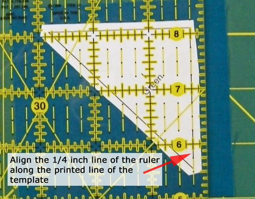 Cutting with a machine piecing template