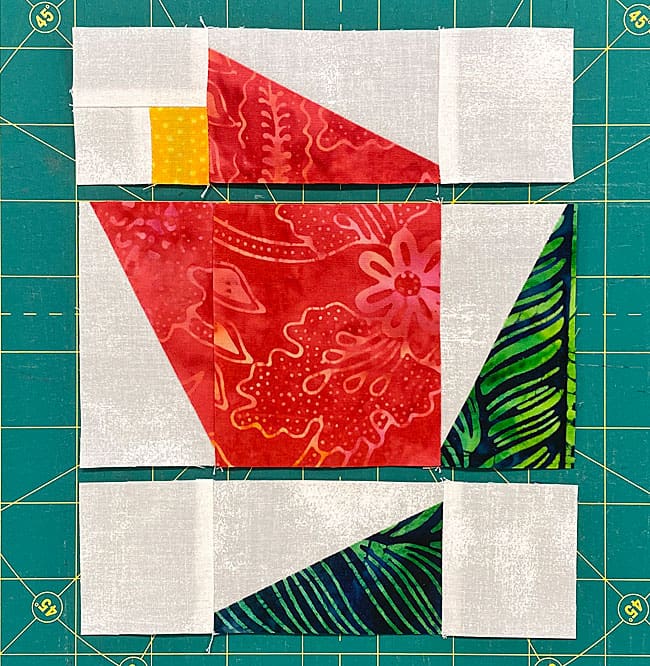 After sewing the patches into rows After sewing the patches into rows