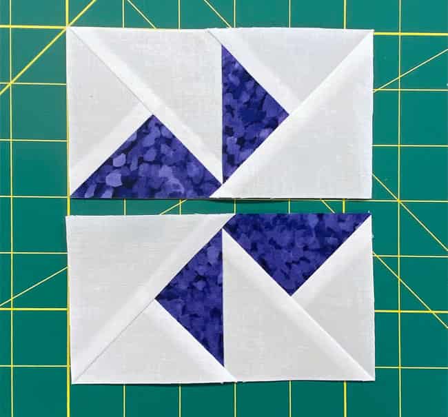 Sew the center Pinwheel halves together Sew the center Pinwheel halves together