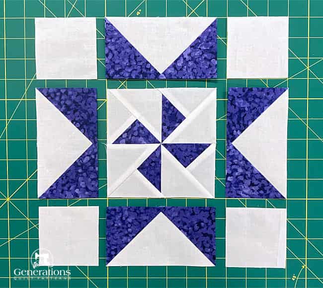 Arrange the units into the Martha Washington Star design Arrange the units into the Martha Washington Star design