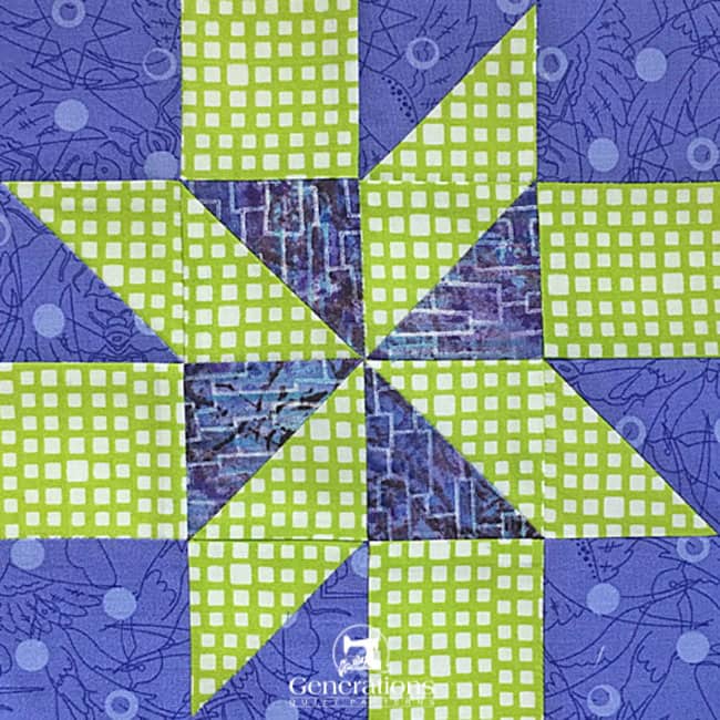 A finished Meteor quilt block A finished Meteor quilt block