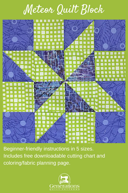 Pin the Meteor quilt block tutorial for later