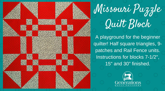 Missouri Puzzle quilt block tutorial starts here