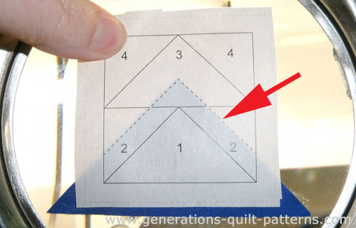 Position patch #1 using the dashed placement lines as guides