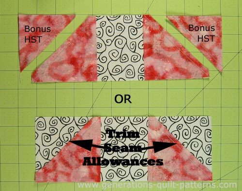 You can either make a bonus HST from each corner or simply trim the seam allowance from the small square.