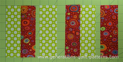 Lay out the strips in light-dark-light and dark-light-dark order