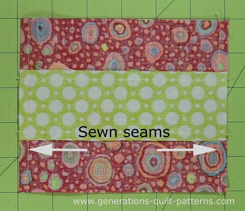 Sew the strip sets together on the pieced ends