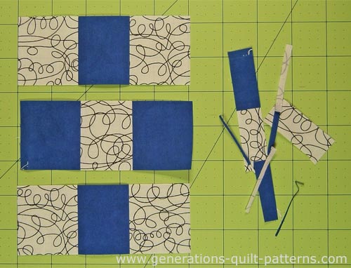 The units are laid out in order. Not much fabric wasted!