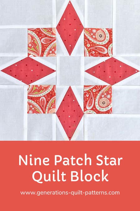 Remember to pin this Nine Patch Star quilt block tutorial