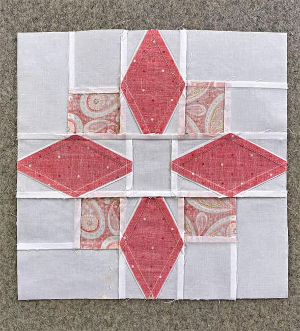 Our Nine Patch Star block from the backside Our Nine Patch Star block from the backside