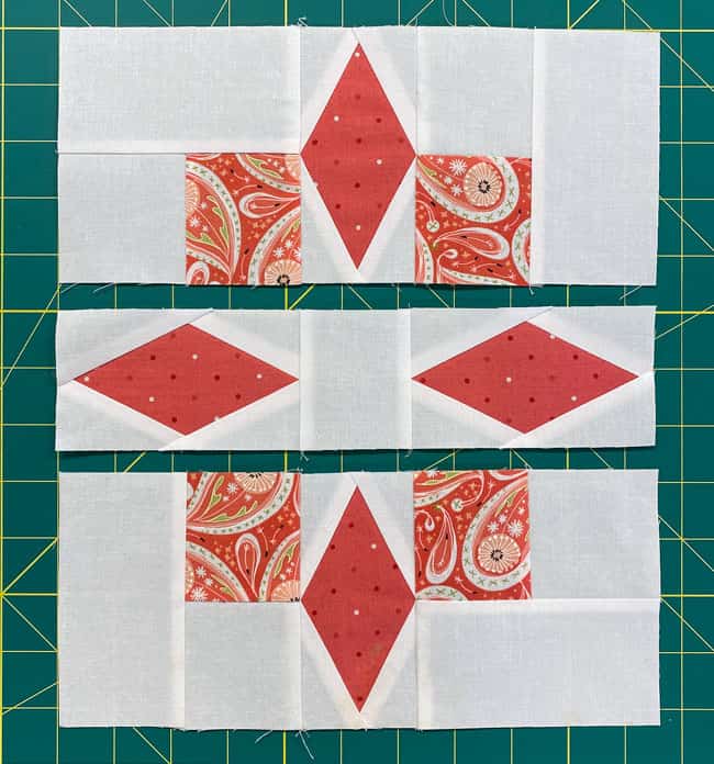 After sewing the units in each row together After sewing the units in each row together