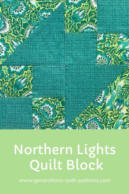 Pin the Northern Lights quilt block tutorial for later